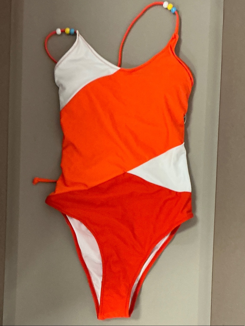 Colorblock Orange & White One-Piece Swimsuit